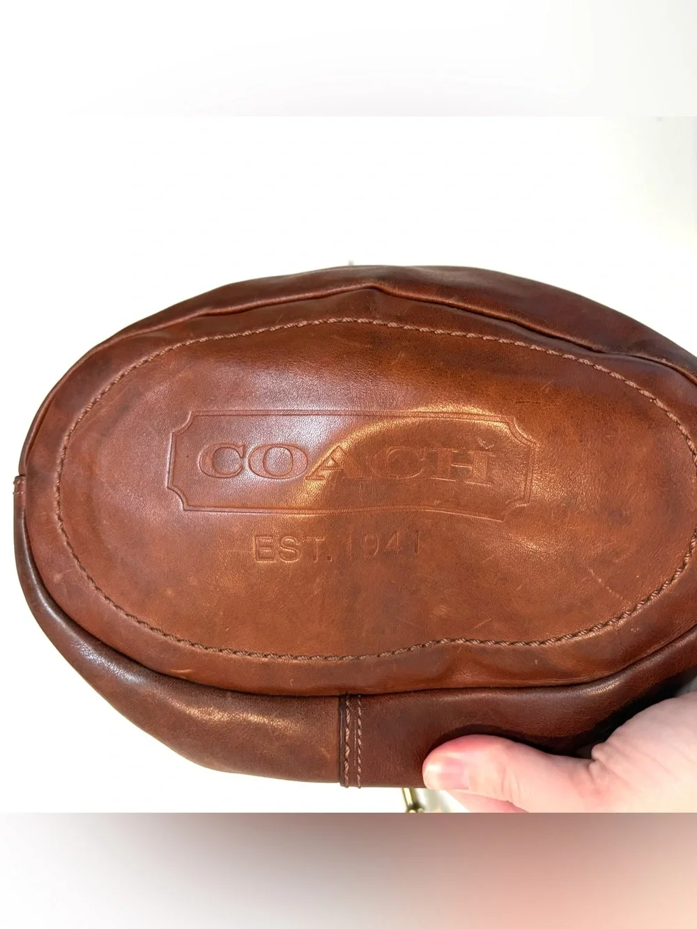 Vintage Coach 2007 XL Bleecker duffle leather tattersall whipstitch bag